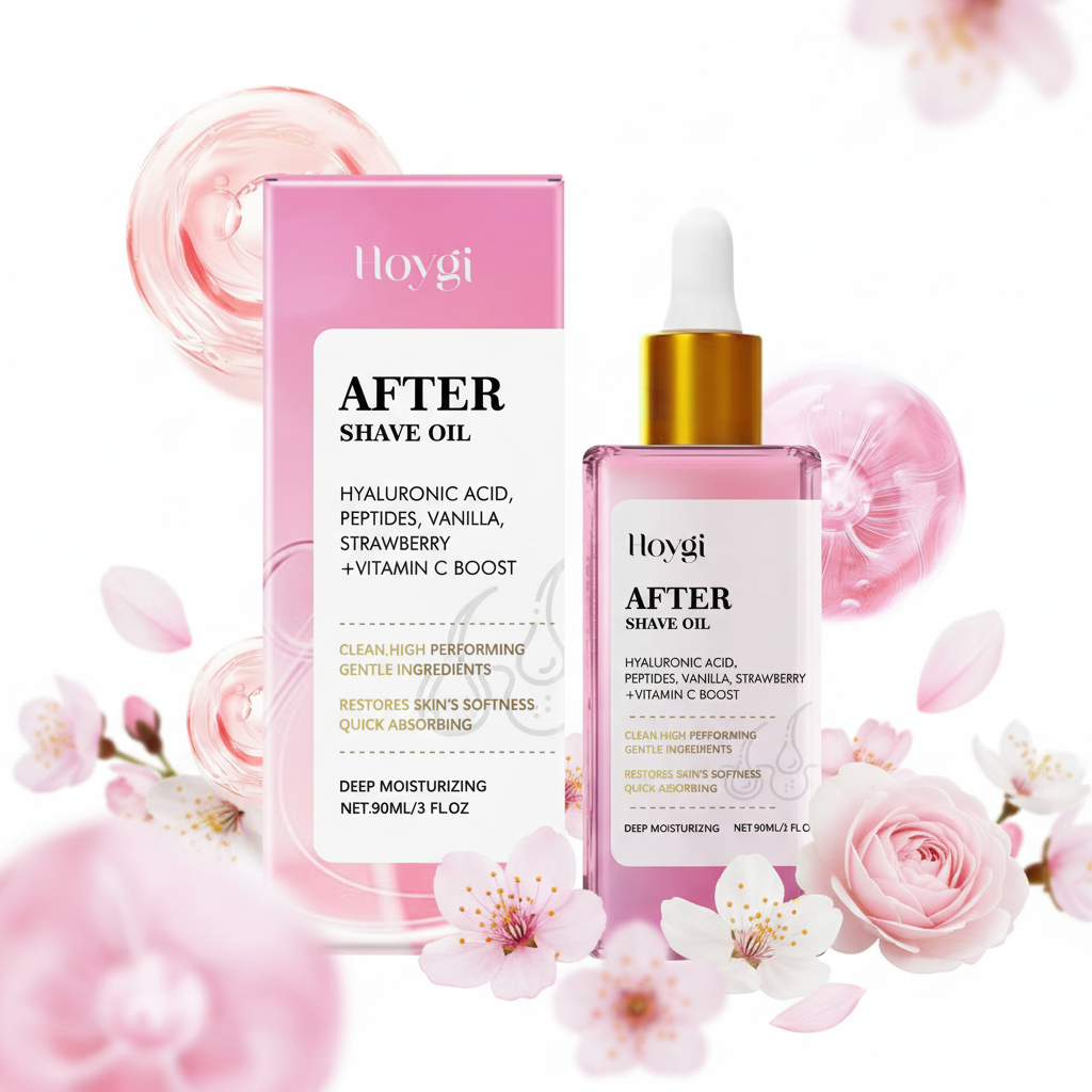 Aceite calmante after shave con fragancia de fresa y vainilla